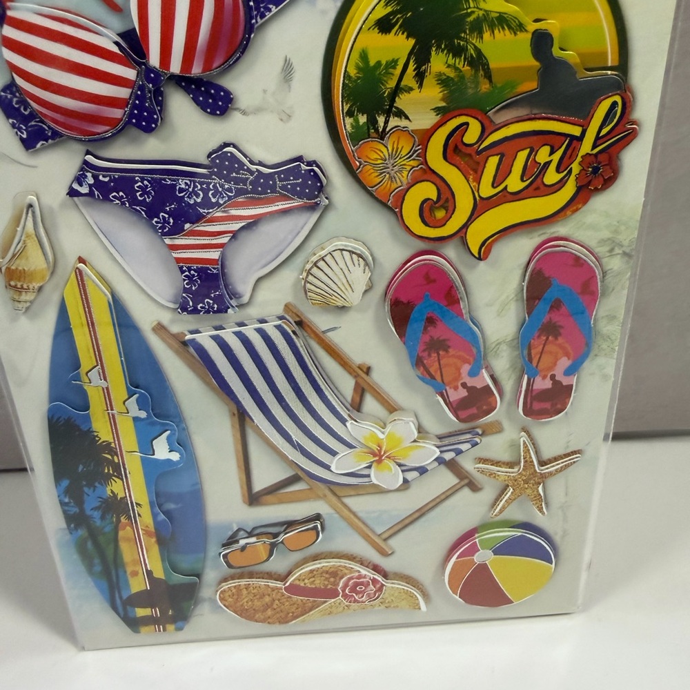 🩷5/$10 Crafters Square Summer Surf Pop-Up Stickers - Beach Colors - Picture 3 of 4
